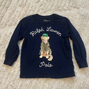 Ralph Lauren Kids Navy Long Sleeve Tee with Dog Graphic